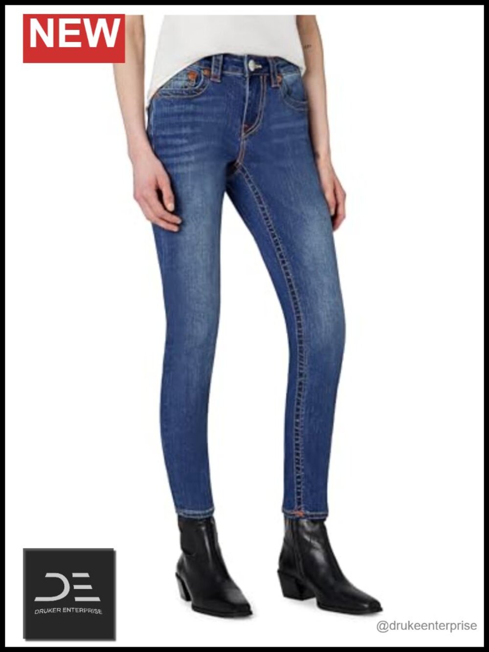 Womens True Religion Halle Super Skinny Jeans Mid Rise Stretch Denim 29 Inseam